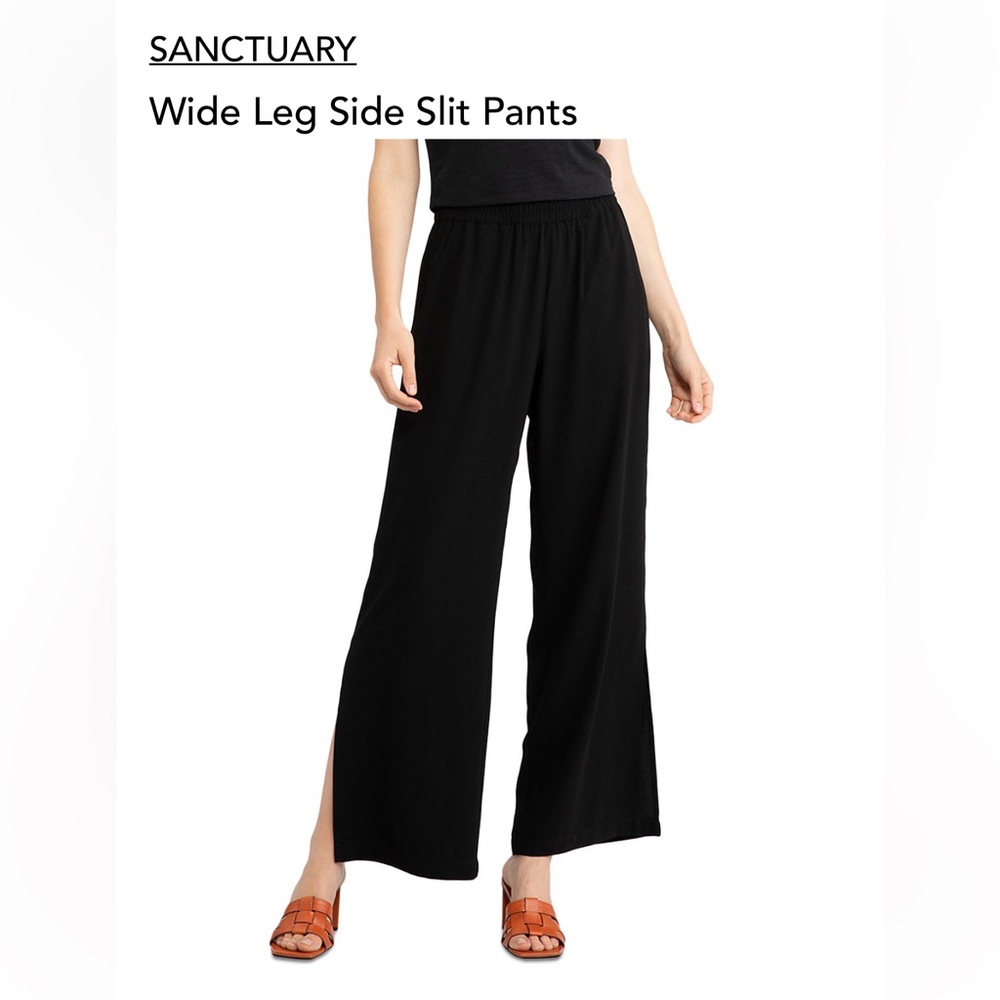Sanctuary Wide Leg Slit Pants - Black Size Large
